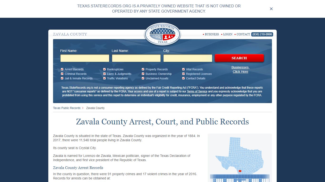 Zavala County Arrest, Court, and Public Records