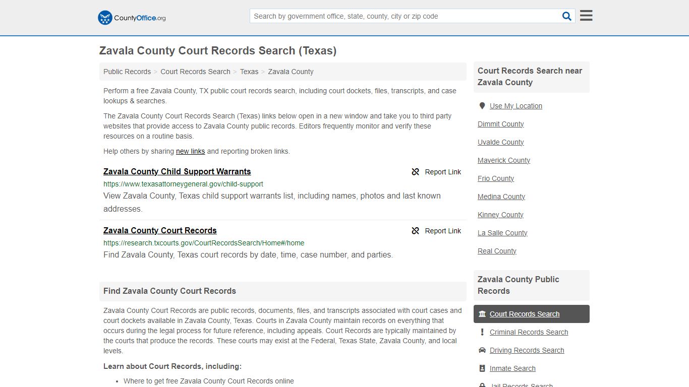Zavala County Court Records Search (Texas) - County Office