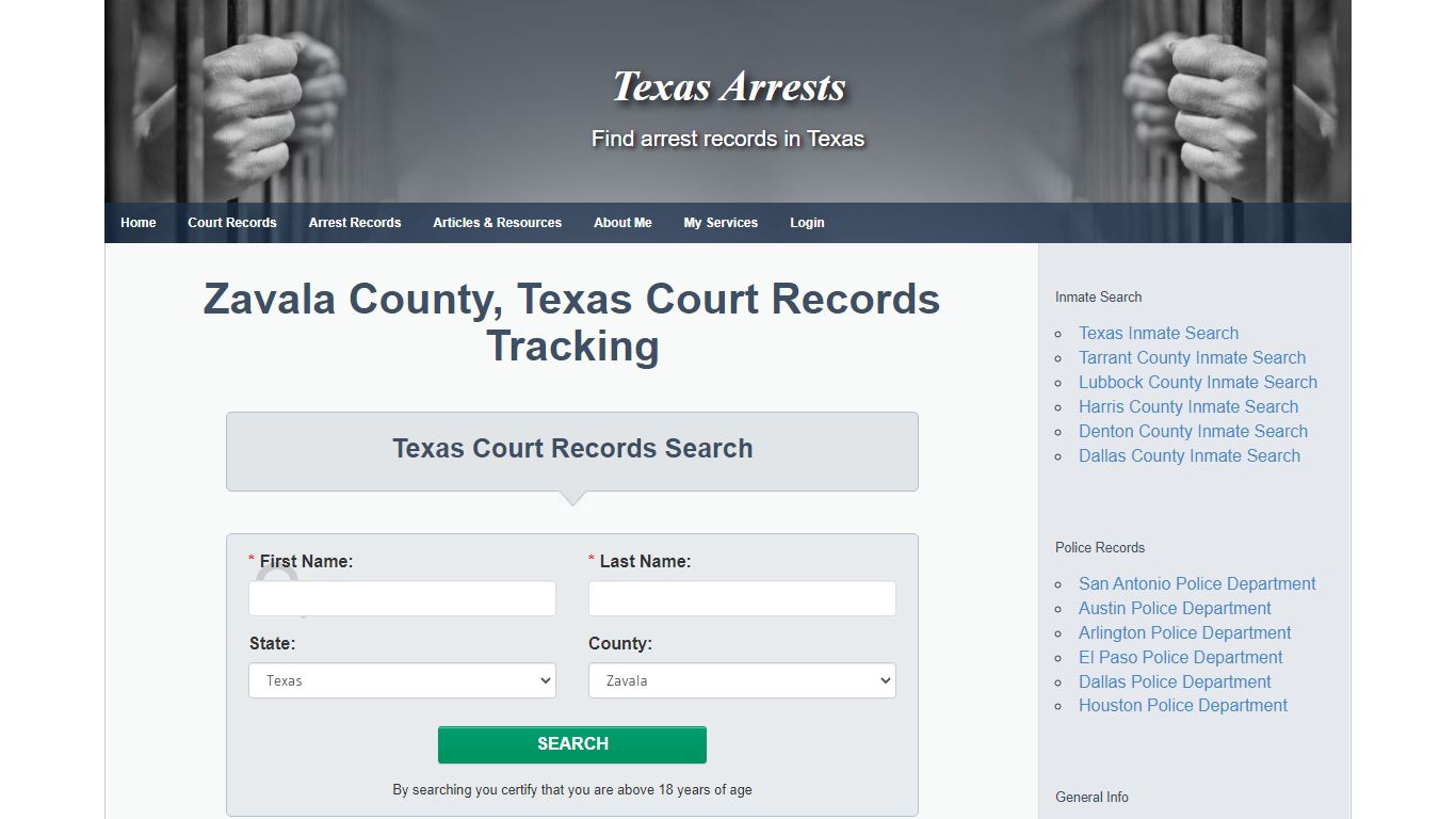 Zavala County, Texas Court Records Tracking - Texas Arrests